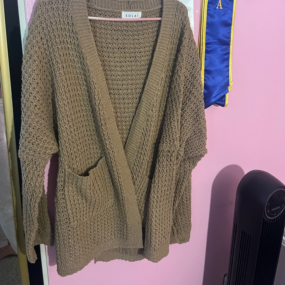 Women's Tan Cardigan Sweater